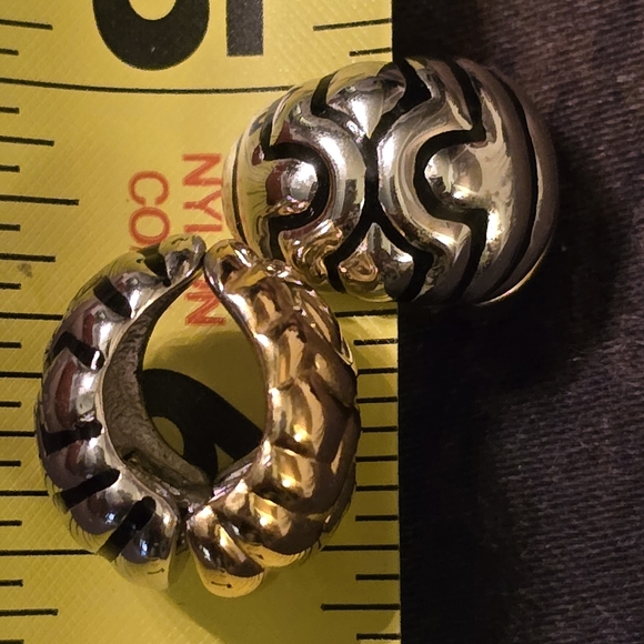 Rare Erwin Pearl Reversible 2 Tone Polished Gold Silver Huggie Clip-on Earrings - Picture 9 of 10